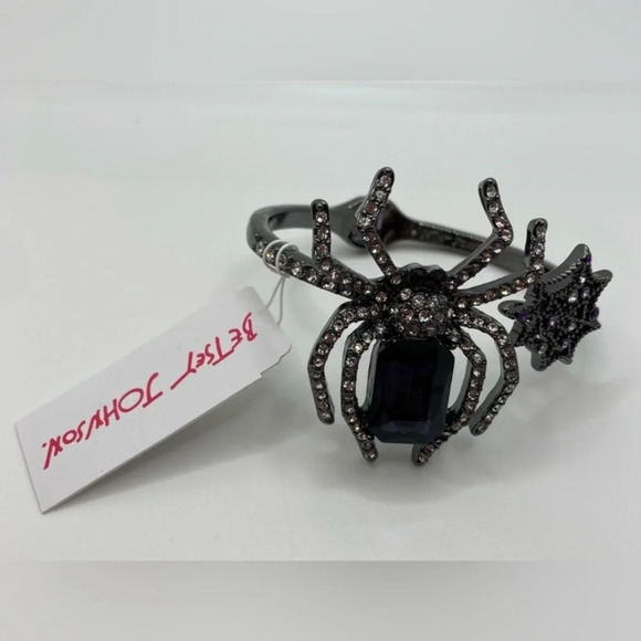 BETSEY JOHNSON SET Halloween Rich Witch Spider Earrings & Hinge Bracelet NEW NWT - Picture 7 of 12